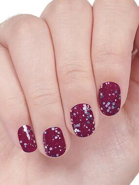 Wine Down Color Street Nail Polish Strips Burgundy Silver Glitter Polish